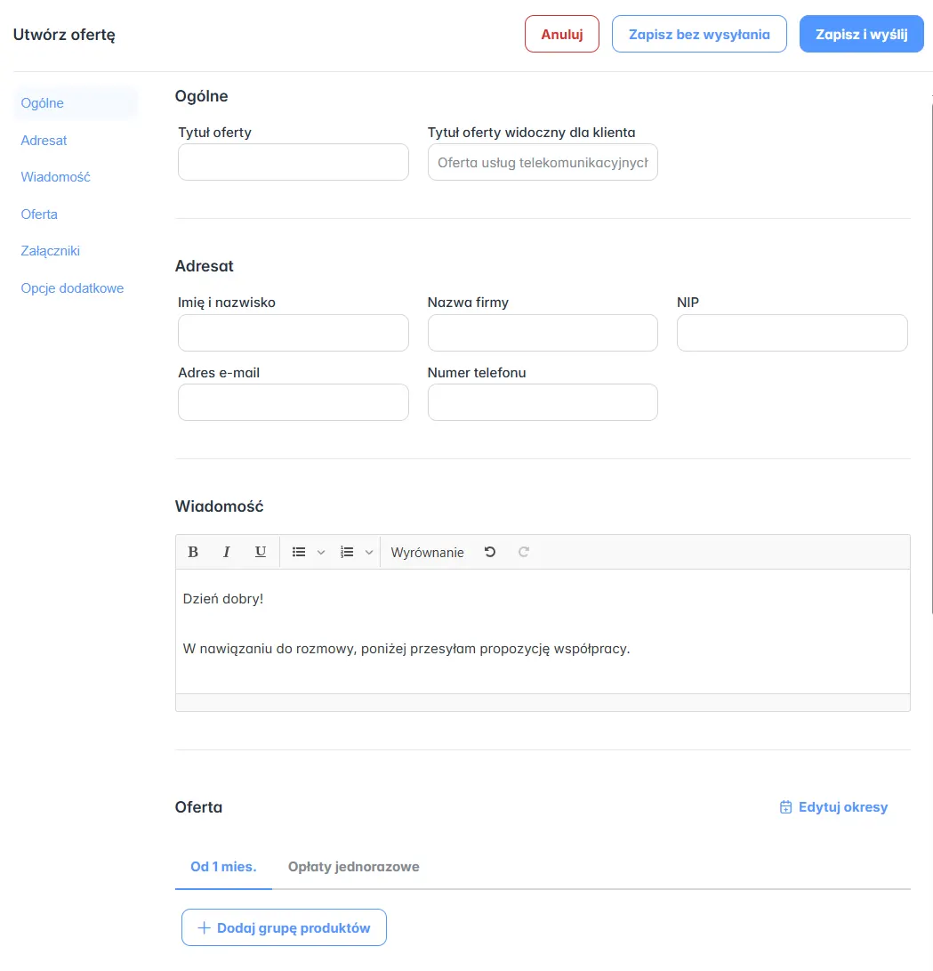 Ofertomat - Tworzenie ofert